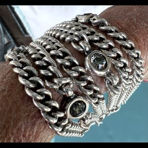 Bold & Stunning Uno de 50 6 Strand Silver Bracelet with Round Swarovski Crystals